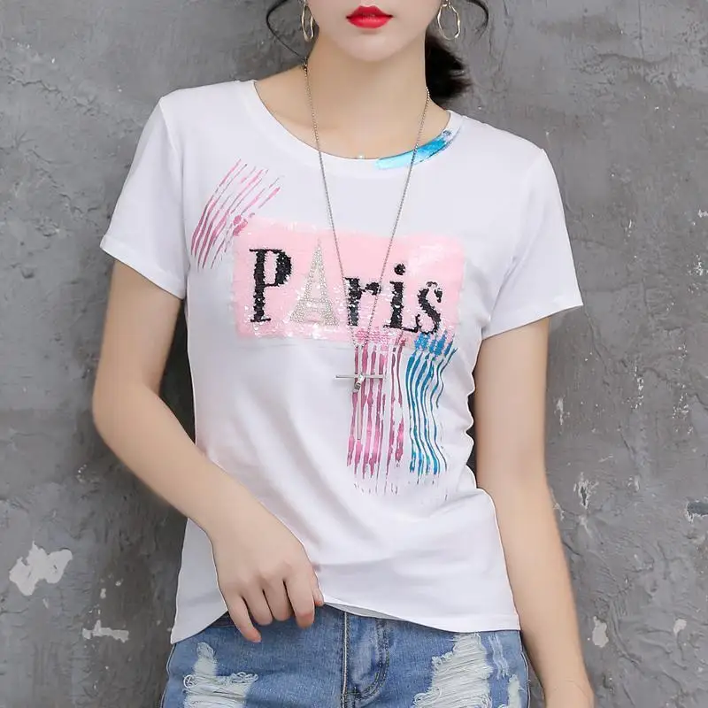 

Foreign style top fashion 2021 pure cotton new summer short sleeve T-shirt women's Hong Kong Style T-shirt