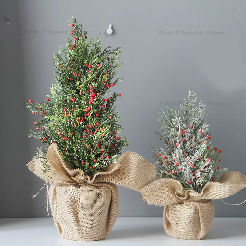 

Christmas desktop small Christmas tree decorations 30 45cm simulation cypress red fruit powdered Christmas tree