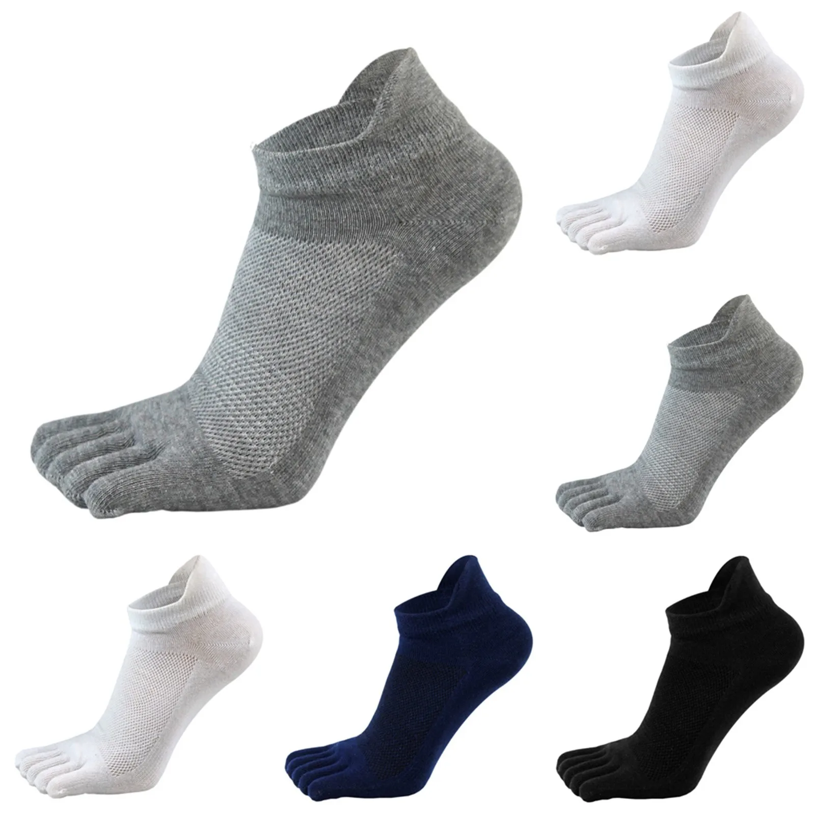 

2021 Toe Socks Men and Women Five Fingers Socks Breathable Cotton Socks Sports Running Solid Color Black White happy Soks