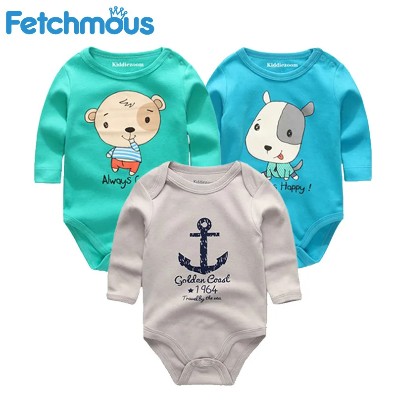 Комбинезоны для новорожденных 3 шт./лот маленьких мальчиков с круглым вырезом 6 9 12