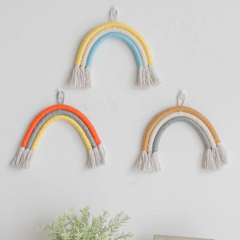 Радужный Плетеный крючок орнамент настенная стойка настенный домашний декор