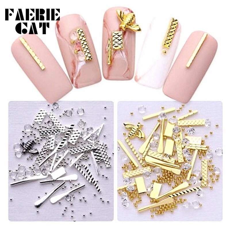 1 коробка Сделай Сам дизайн ногтей металлическая Золотая Серебряная полоса