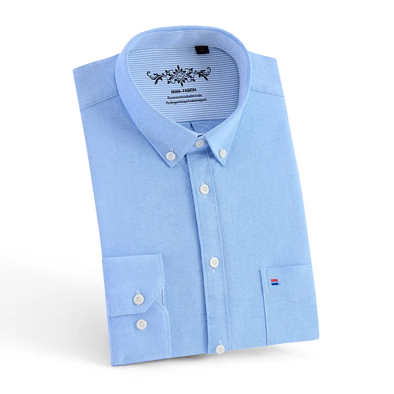 Рубашка мужская с длинным рукавом хлопок Оксфорд принт удобная приталенная в