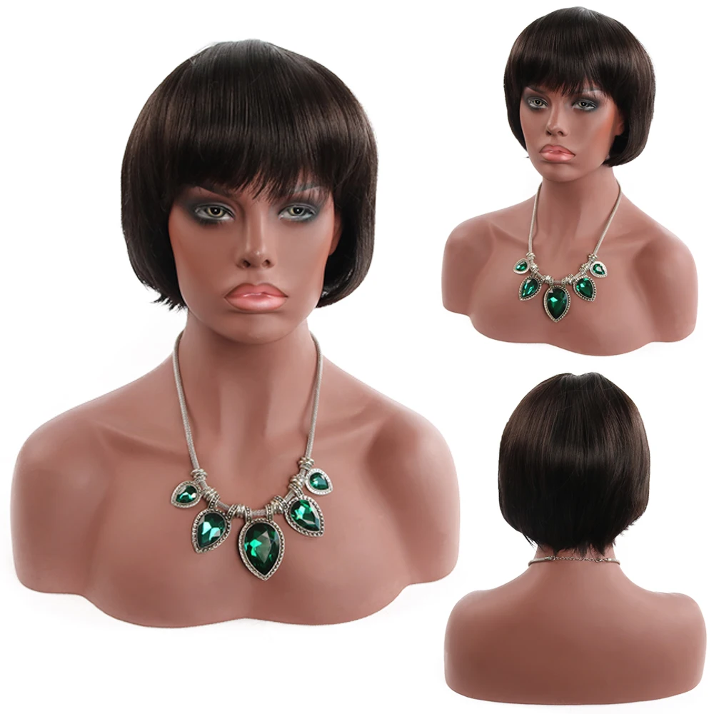 Натуральный черный прямой парик для белых/черных женщин парики из термостойких