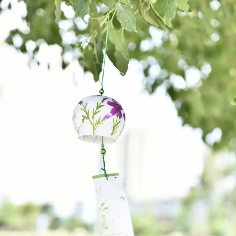 Wind Chimes Japan Style Wind Bells Wind Chimes Minimalism Handpaint Sakura Glass Home Garden Hanging Wind Bells Decoration