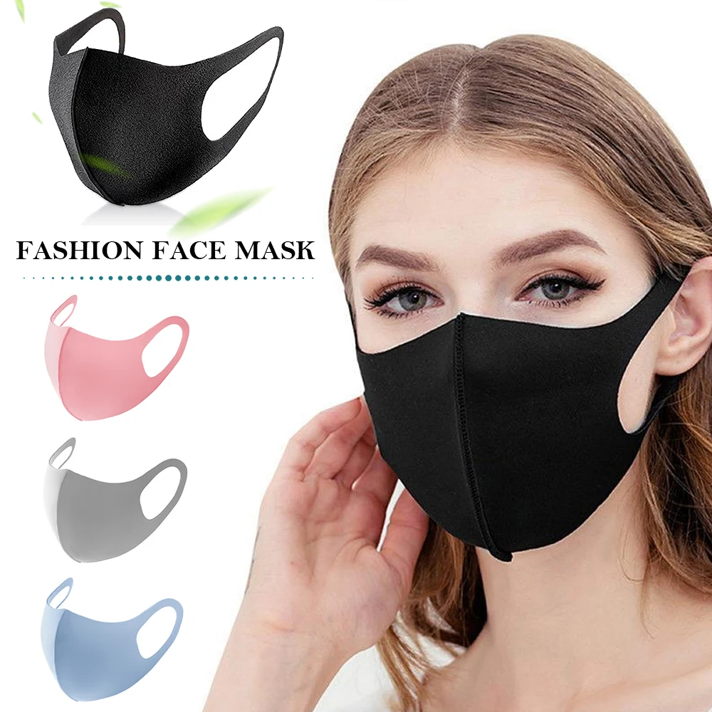 Черная маска для лица с изображением рта моющаяся многоразовая Пылезащитная