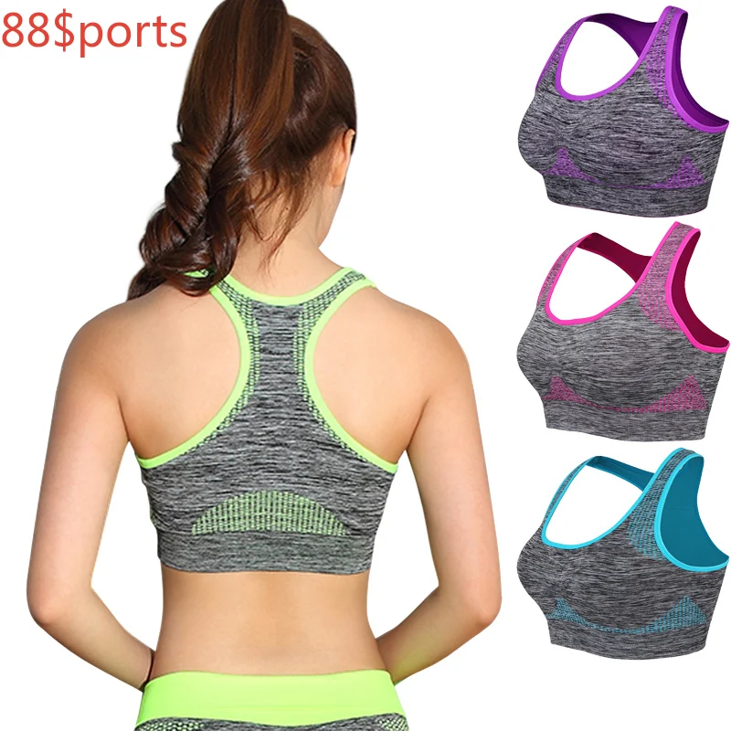 

Shockproof Quick Dry Sports Bra Women Padded Gather Yoga Bra Push Up Gym Running Bra Seamless Workout Fitness Bra Top