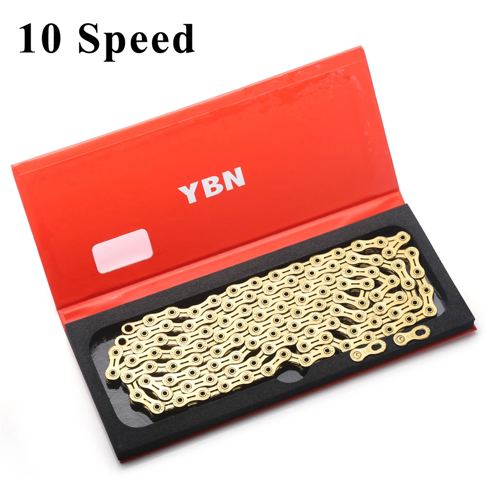 YBN цепь полый 10 скоростей цепь SLA-101-TIG золотой велосипед Горный шоссейный велосипед 10 переменный Сверхлегкий 248 г 116 звеньев в коробке