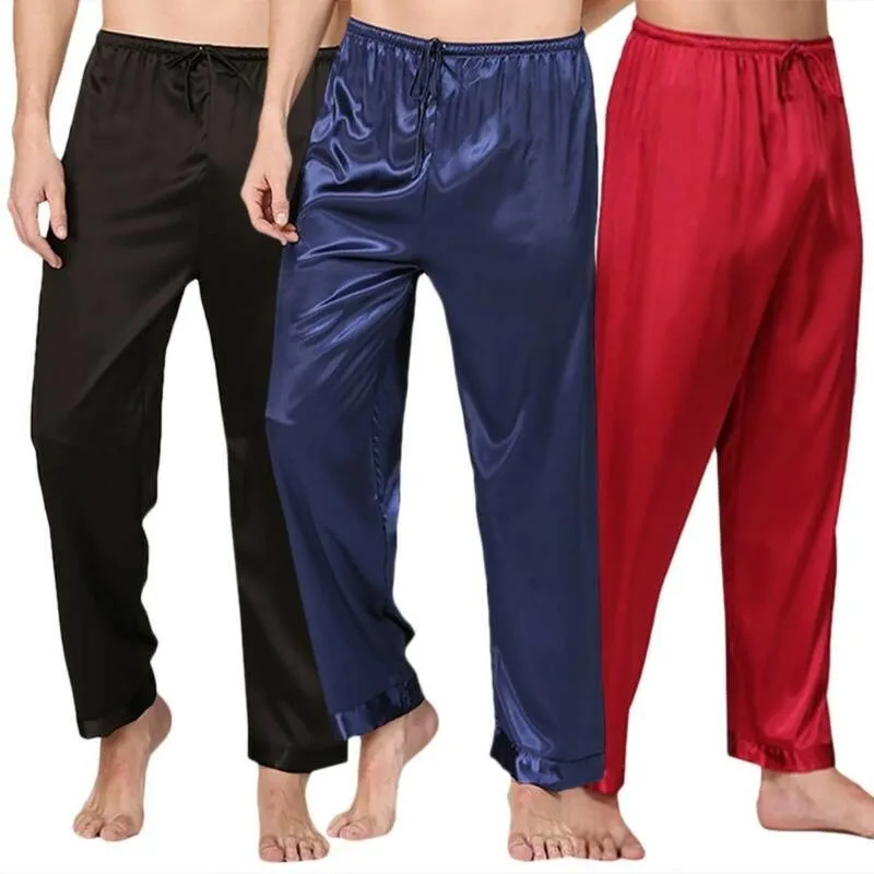 

Mens Silk Satin Pajamas Pants Yoga Bottoms Nightwear Sleepwear Trousers Clothes