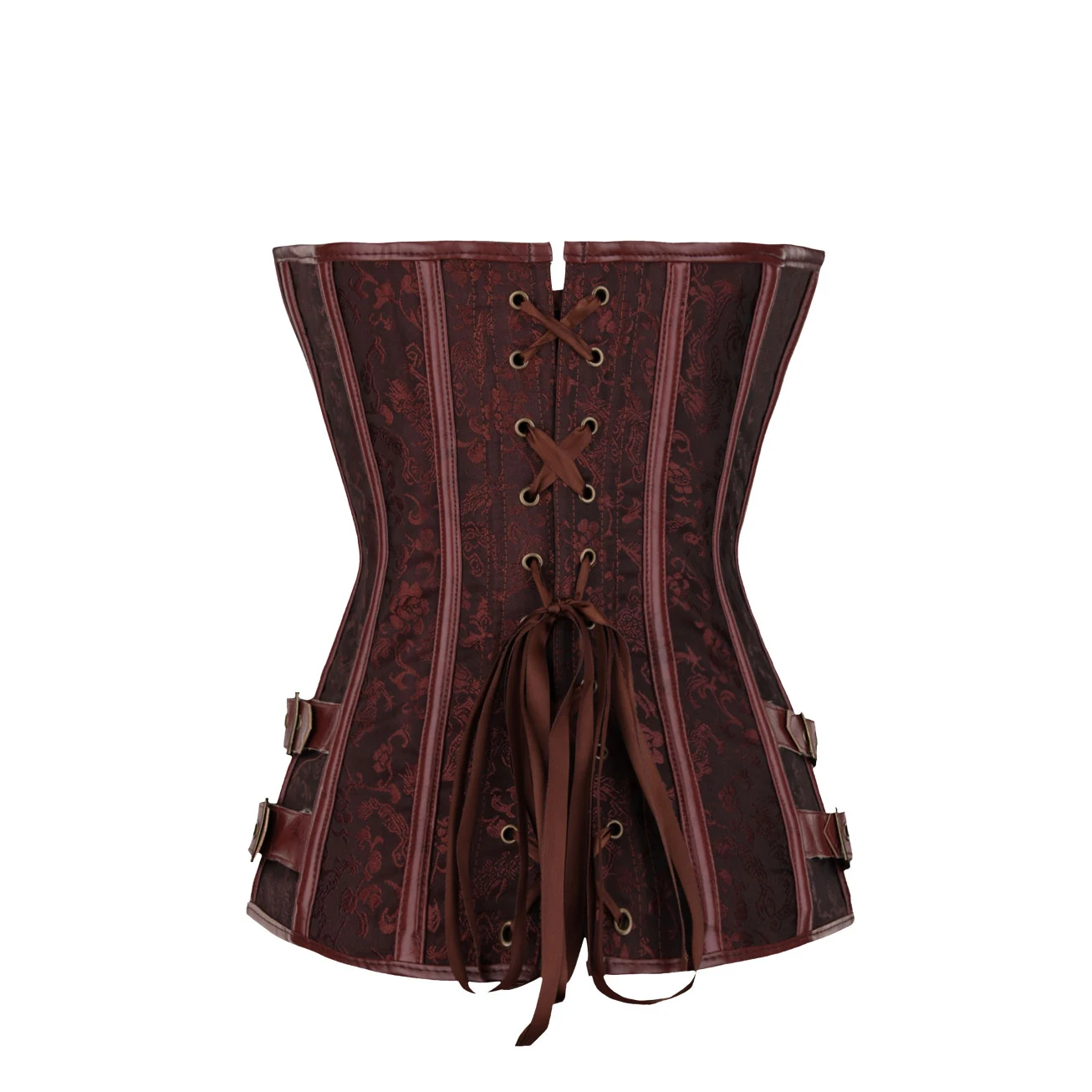 Women Sexy Gothic Retro Tiger Buckle Thin Waist Court Vest Rubber Bone Steampunk Corset Top Belly Black Body Shaper Plus Size