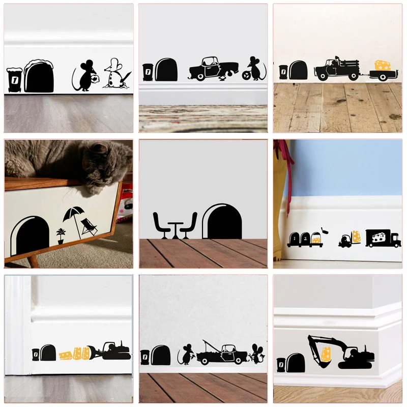 Забавные настенные наклейки с отверстиями для мыши кухни спальни домашний декор