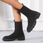 Женские черные носки 2022, женские эластичные сетчатые плюшевые теплые ботинки на платформе, винтажная удобная обувь для отдыха, Размеры 35-43, ботинки челси Ytmtloy
