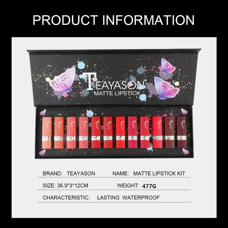 TEAYASON 1 шт. бархатная матовая небольшая Красная губная помада стойкая Сливовая