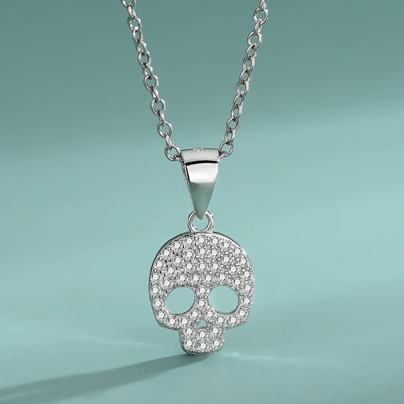 

S925 Sterling SilverS Skull Necklace Personality Europe And The United States Fashion Jewelry Ghost Head Pendant