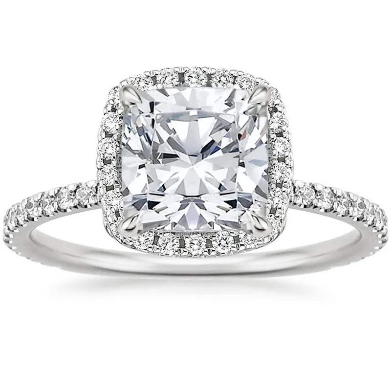 

Classic 925 Sterling Silver Square white pink 4ct Diamond Wedding Engagement Cocktail Rings finger for women Jewelry