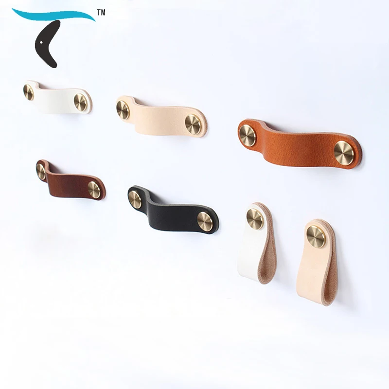 Утолщенная качественная кожаная ручка для мебели кабинета обувного шкафа комода