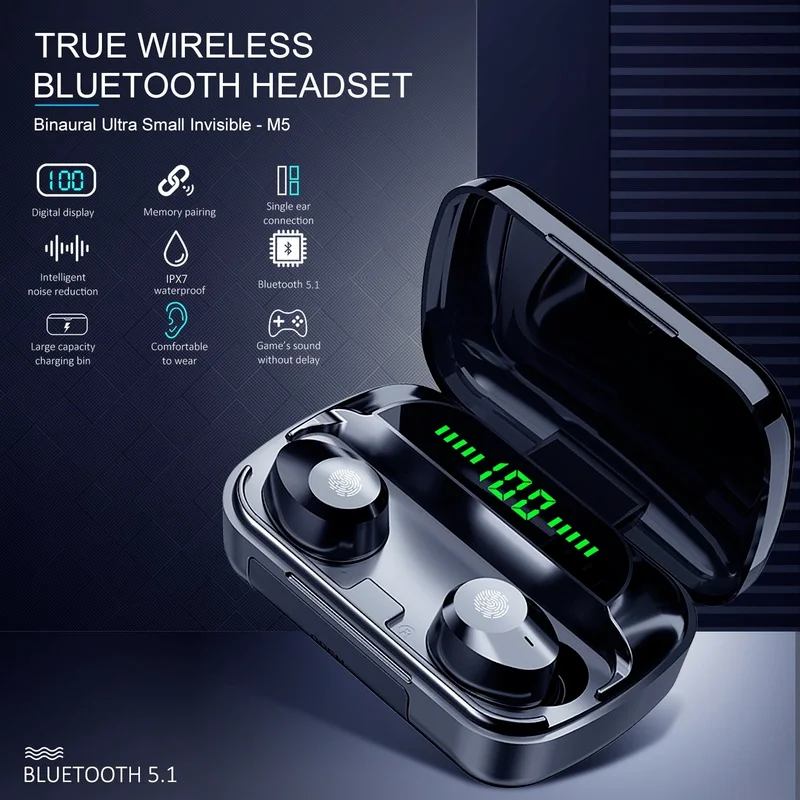 

Ear Sports Mini TWS Bluetooth Headset Waterproof Binaural Wireless Earphone OEM Earplug Type 5.1 Dual