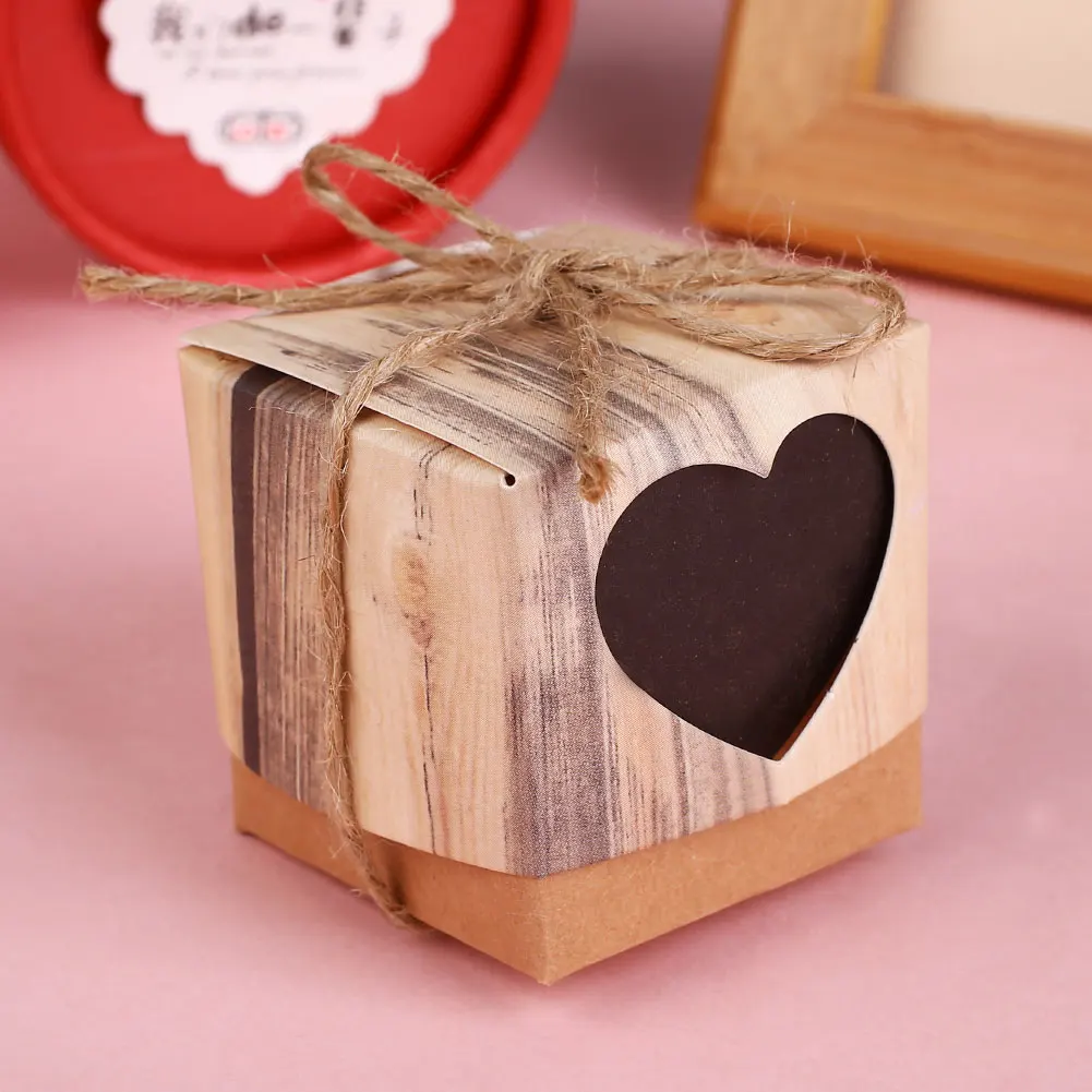 Heart Shaped Candy Box Kraft Paper Christmas Cnady Bag Xmas 5X5X5cm Birthday Favour Gift Supplies Packing | Дом и сад