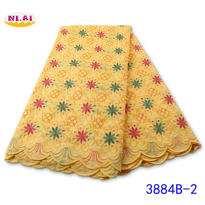 

Latest Swiss Voile Lace Yellow African Cord Lace Fabrics 2021 Latest High Quality African Fabric 5 yards Wedding Dress NA3884B-2