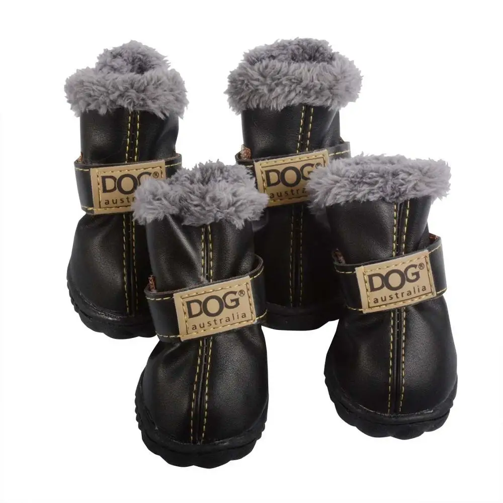 

PU Anti Slip Waterproof Pet Dog Shoes Winter Super Warm 4pcs/set Dog's Boots