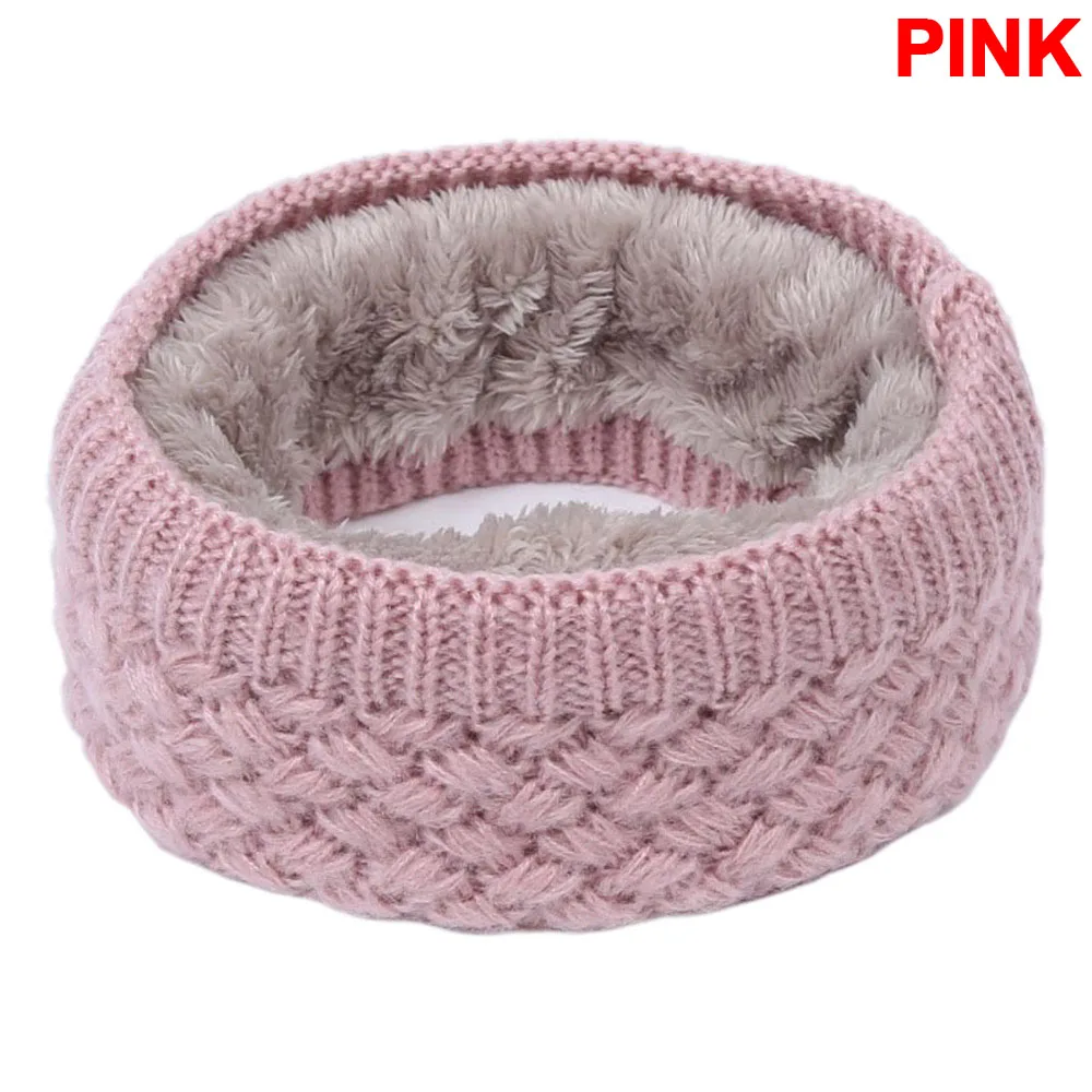 pink Scarf Зимний теплый матовый вязаный шейный шарф-петля, уплотненная теплая круглая обертка, шарф-хомут с петлей, женский шарф для катания на лыжах и альпинизма - Цвет: pink Scarf