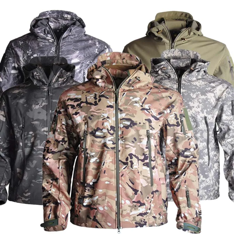 

HAN WILD Clothing Autumn Men's Military Camouflage Fleece Jacket Army Tactical Clothing Multicam Male Camouflage Windbreakers
