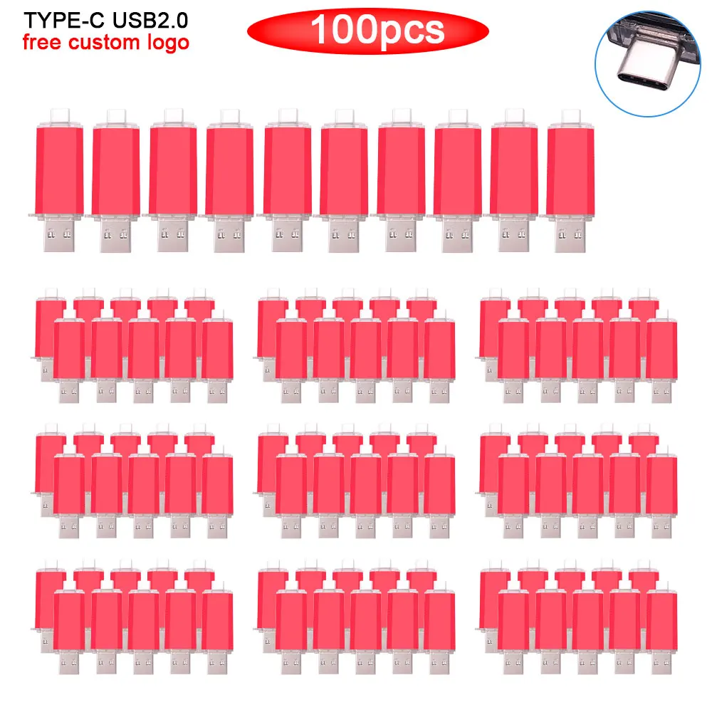 

100pcs free logo usb OTG 16GB Dual Port Pendrive 32gb 64gb 128gb Micro USB Flash Drives usb u disk for Android Samsung Tablets