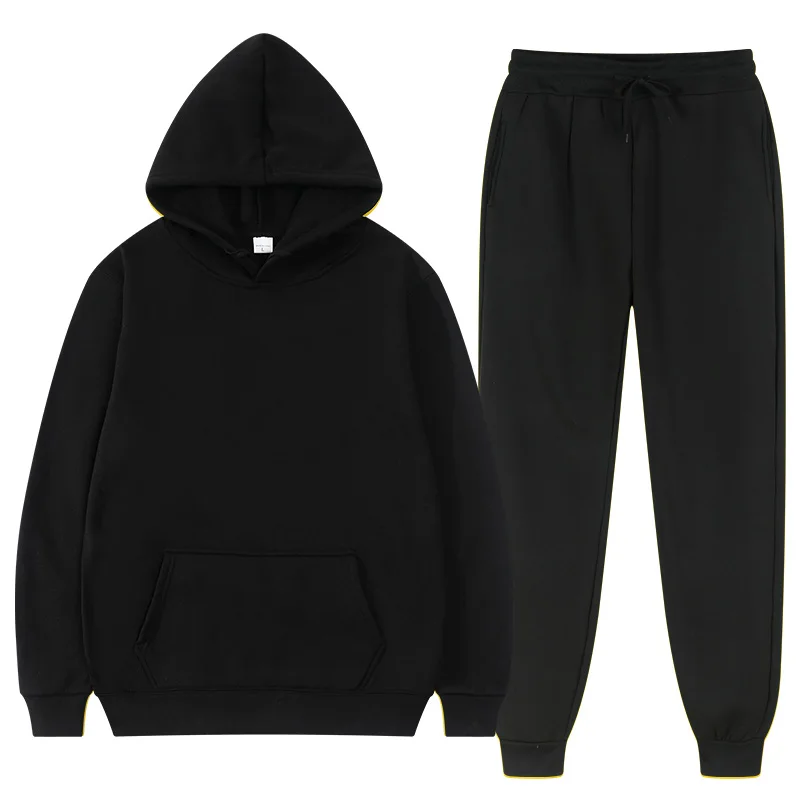 

Winter Hoodie Sets Men Fashion Fleece Red Hoodies Black Brand Pants Casual Jogger Suit Tracksuit Sweatshirt Woman Pullover
