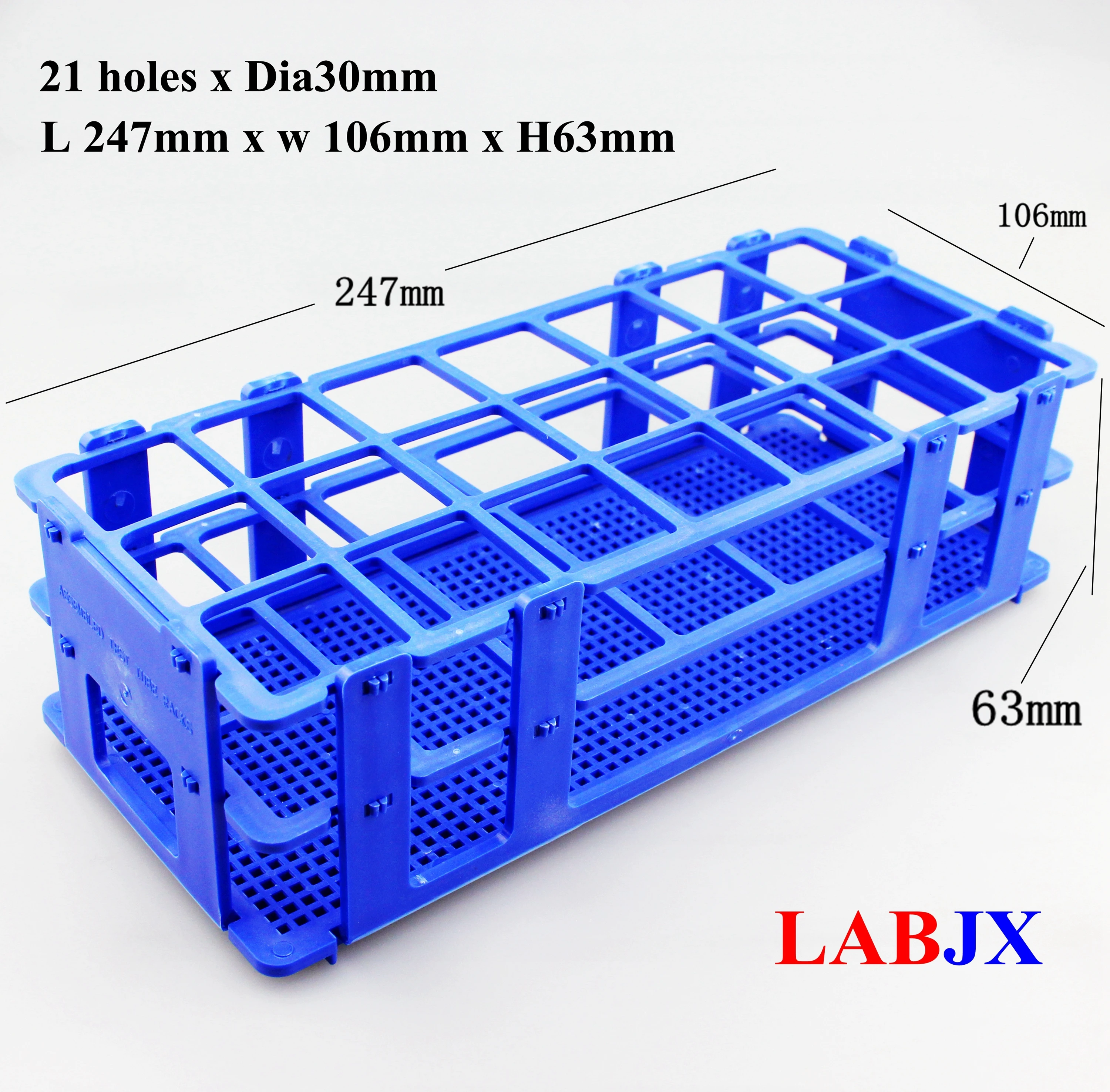 Стеллаж для лабораторных пластиковых пробирок 21 отверстие x 30 мм диаметр места