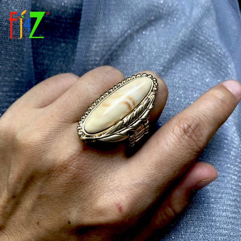 F. J4Z дизайнерское кольцо на палец для женщин овальный камень верхние кольца анти