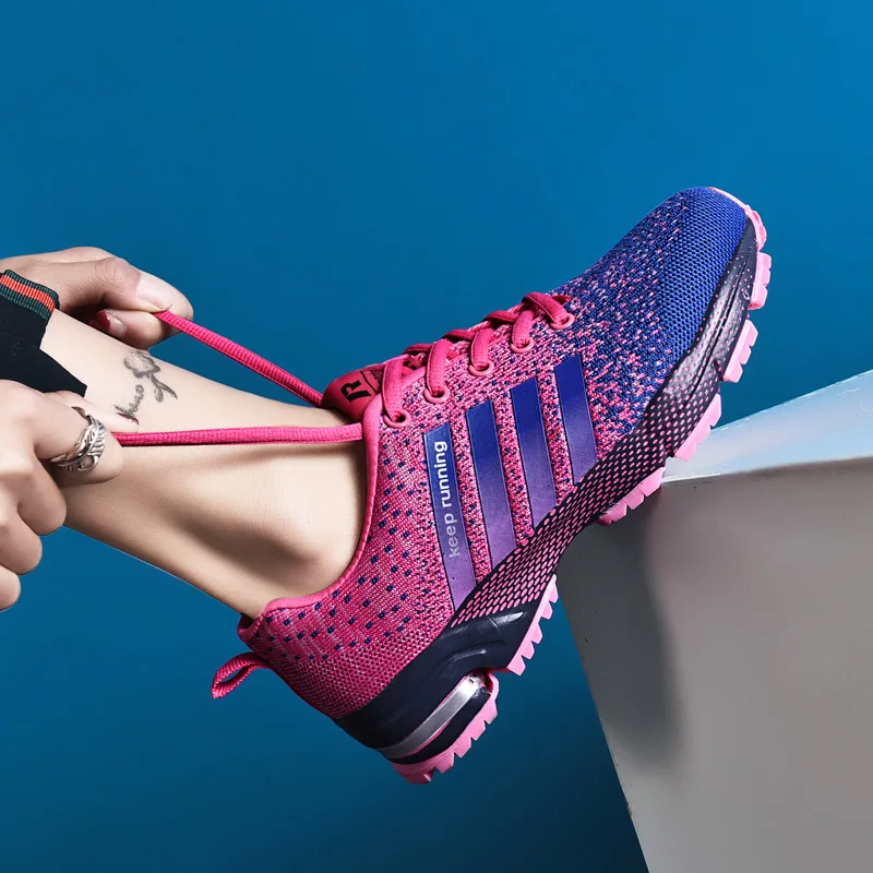 

New 2021 Running Shoes for Men Jogging Sneakers for Women Air Sole Breathable Mesh Lace-Up Outdoor Training Fitness Sport Shoes