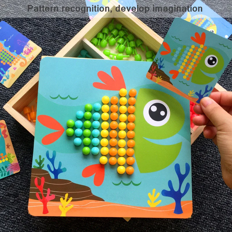 

3D Mushroom Nail Intelligent Puzzle Games Mosaic Peg Board Jigsaw Puzzle Kids Diy Educational Toys