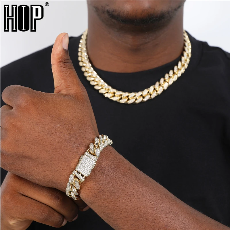 

Ожерелье из кубинской цепи с фианитом, 14 мм