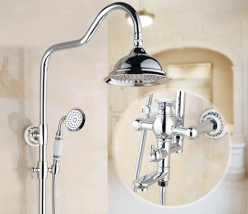 Роскошный смеситель для душа Водопад серебряные душевые наборы хромированный в
