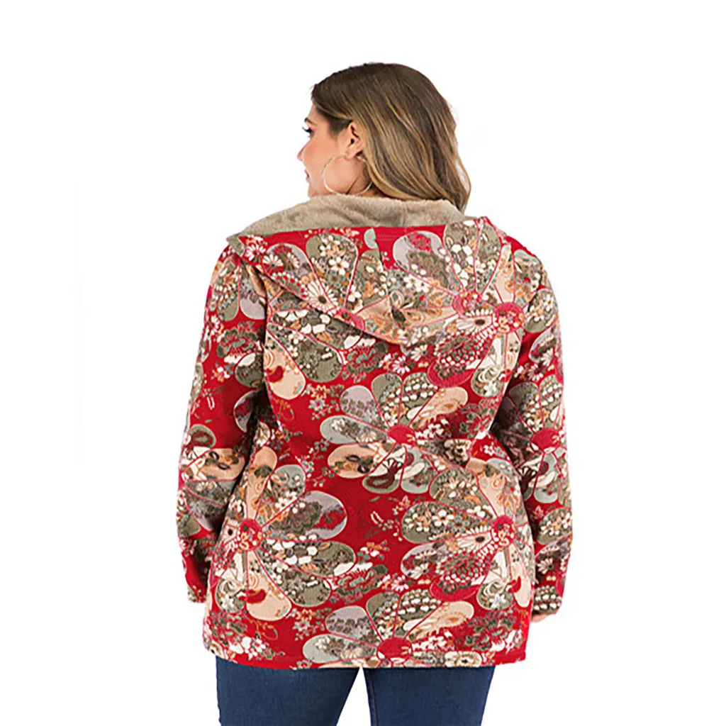

Large size 5XL Jacket Women Coat Fall/Winter Female Jacket Parka Plush lining Fancy style print Zipper Overcoat Jacket Parkas