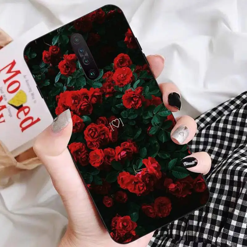 

Bright Red Rose Flowers Phone Case for Redmi 5 6 7 8 9 A 5plus K20 4X S2 GO 6 K30 pro