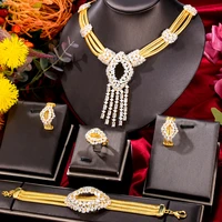 godki big fashion 4pcs luxury tassel african jewelry set for women wedding party cubic zirconia dubai bridal jewelry indian 2020