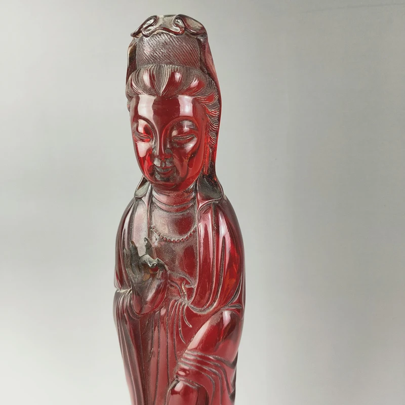 Exquisite Chinese Featured Craft Home Decoration Auspicious Amber Resin Guan yin Statue Kwan Sculpture | Дом и сад