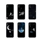 Дизайнерский чехол черный с белым лунным звездами космосом астронавт для Samsung A10 A30 A40 A50 A60 A70 M30 Galaxy Note 2 3 4 5 8 9 10 PLUS