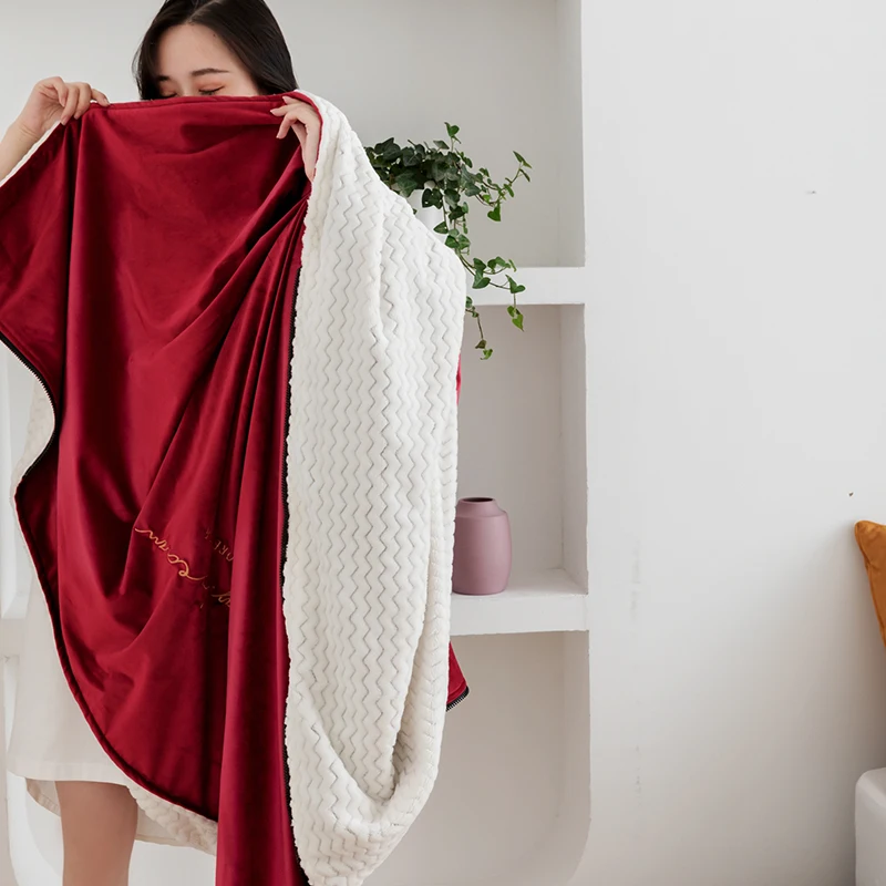 Зимнее бархатное теплое одеяло Beibei однотонное двустороннее высококачественное