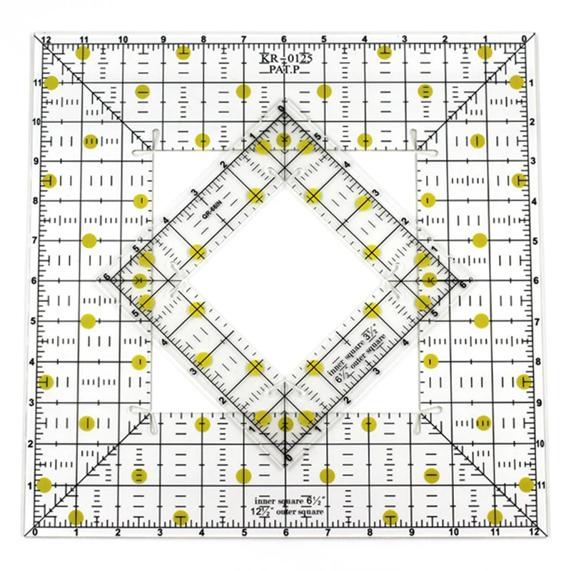 

1PCS Acrylic Square Ruler Patchwork Ruler Clothing Tailor Ruler Hollow Design In The Middle