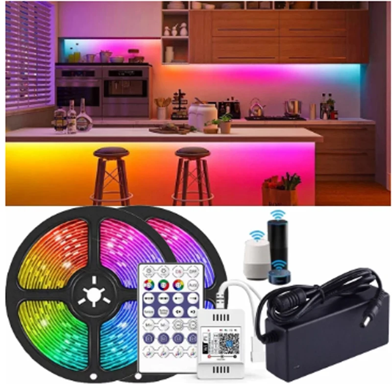 

Пиксельная Светодиодная лента WS2811 12 в 5050 RGB30led/m, управление через приложение, умное украшение гостиной, 5 м, 10 м, 15 м, 20 м, с Wi-Fi
