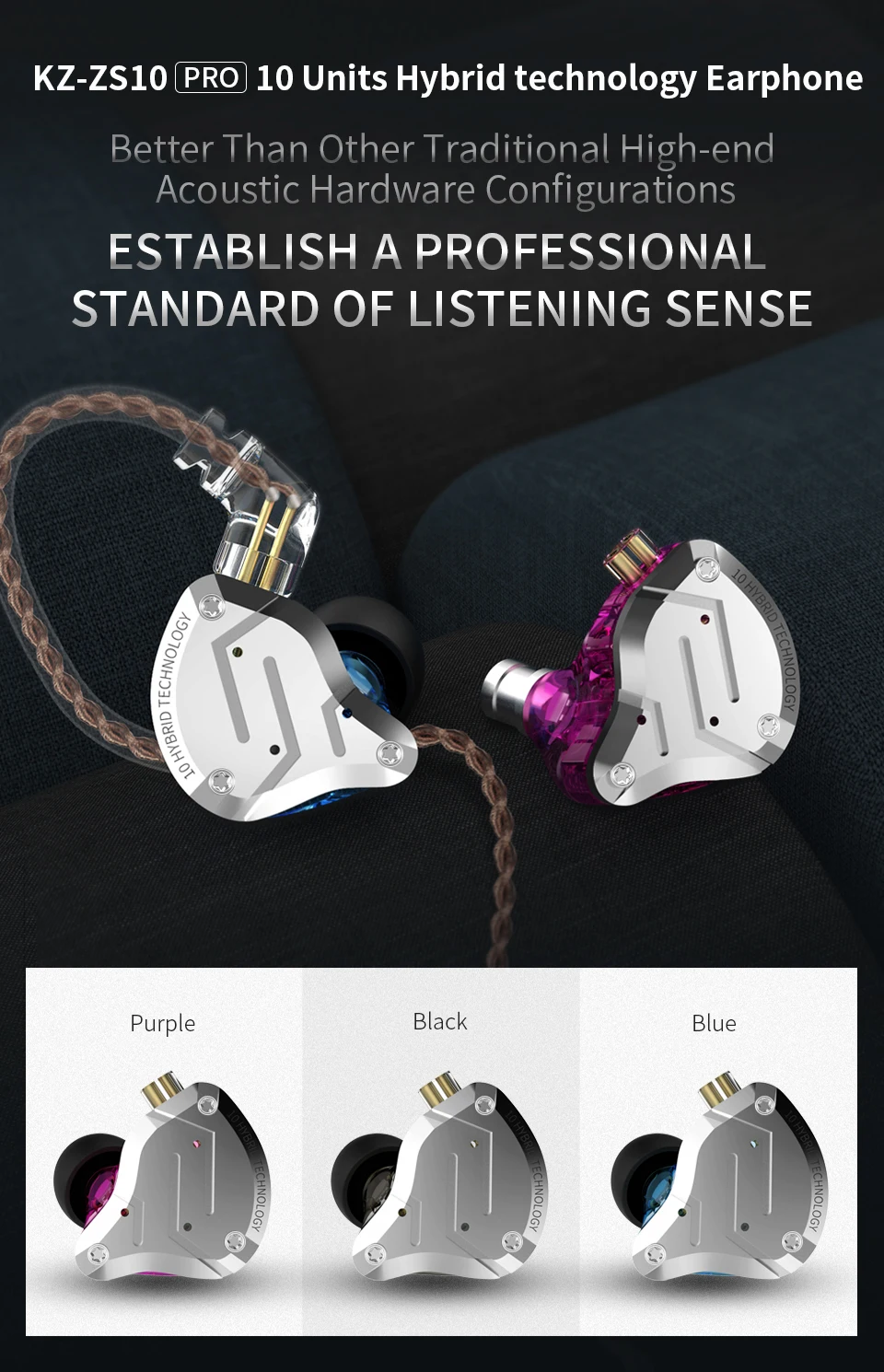 KZ ZS10 PRO 4BA+ 1DD гибридные наушники в ухо 5 драйвер HIFI гарнитура DJ монитор наушники KZ ZS10 AS10 ZST CCA C10 C16