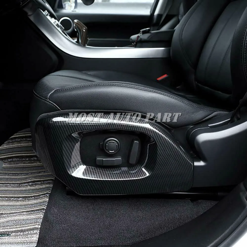 

ABS Plastic Carbon Fiber Look Interior Seat Button Cover Frame trim For Land Rover Range Rover Sport 2014-2017 2pcs