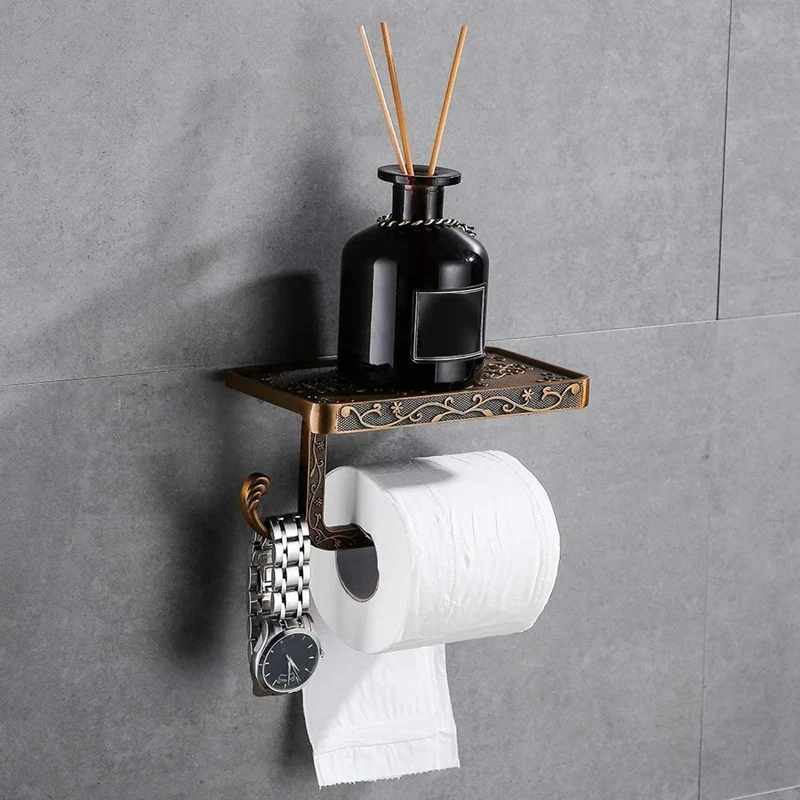 

Toilet Roll Holder with Mobile Phone Holder Wall Holder Roll Holder Wall Mounting Bathroom Accessories