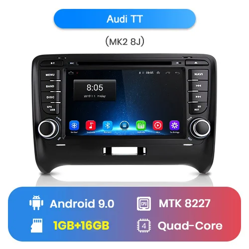 1GB - 16GB Junsun 4G+ 64G 2 DIN автомобильный DVD помощи при парковке gps для Audi TT MK2 8J 2006 2007 2008 2009 2010 2011 2012 автомобильный мультимедийный плеер радио - Цвет: 1GB - 16GB