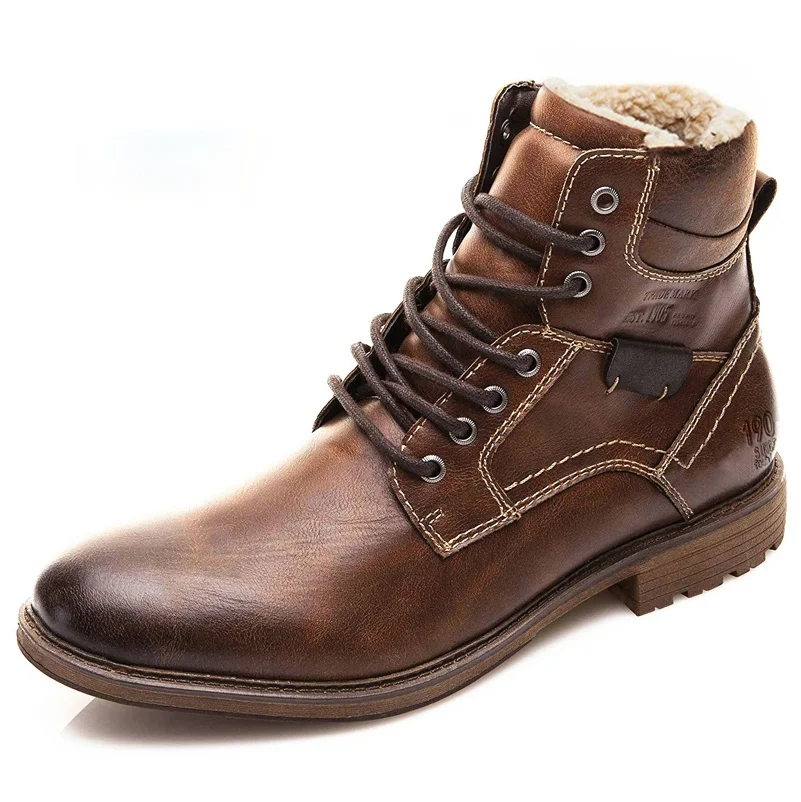 

Men Boots Leather Spring Autumn Vintage Style Ankle Boot Lace Up Footwear Fashion Casual Shoes Man Botas Hombre