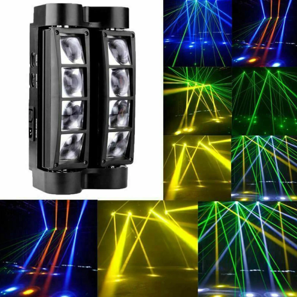 

80W RGBW 8x Moving Head Light LED Beam DMX 512 Spider Stage Lighting Laser Projector Lights Bar Disco DJ Nightclub Party Lights