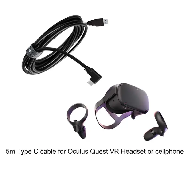 

16ft/5m 90 Degree USB 3.0 Type A to USB 3.1 Type C Data Charging Cable for O culus Quest VR Headset Cellphone Tablet PC X6HA