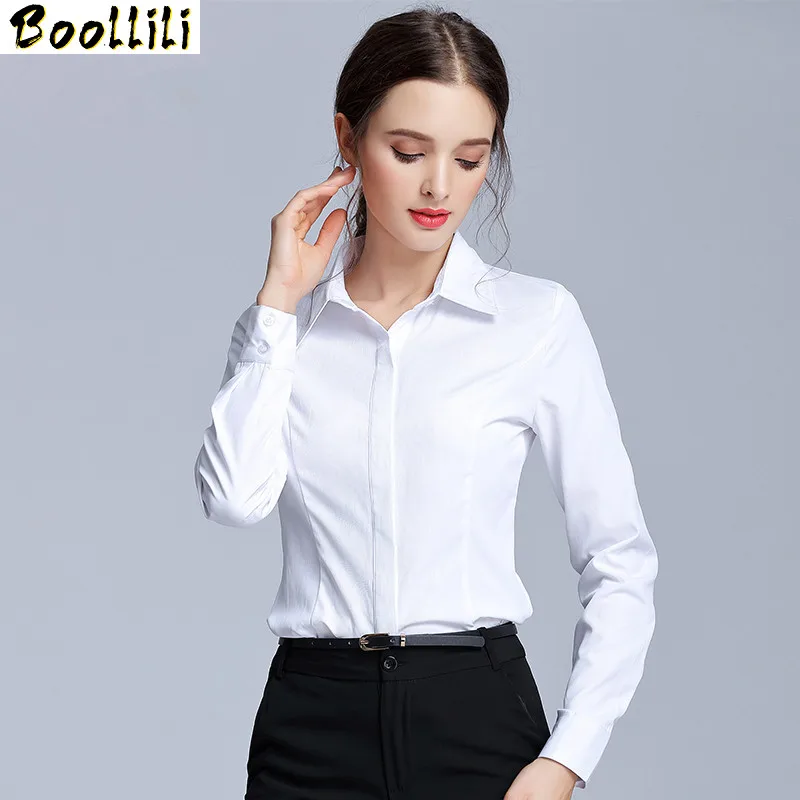 

Boollili 2020 Fashion OL White Shirt Women Spring Autumn Formal Suit Slim Ladies Tops Workwear Shirts Femme Plus Size 5XL